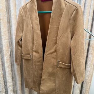 Women's Tan Suede Blazer Jacket